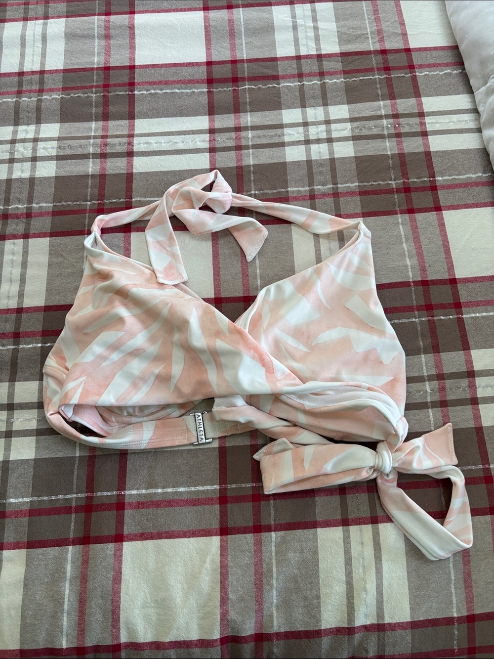 Athleta Peach & White Bandeau Triangle Swim Top